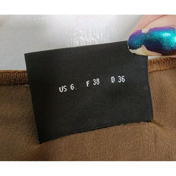 Size 6 AKRIS Caramel Gold Brown V-Neck Dress Textured Stripes 100% Silk $3990 - Picture 4 of 9